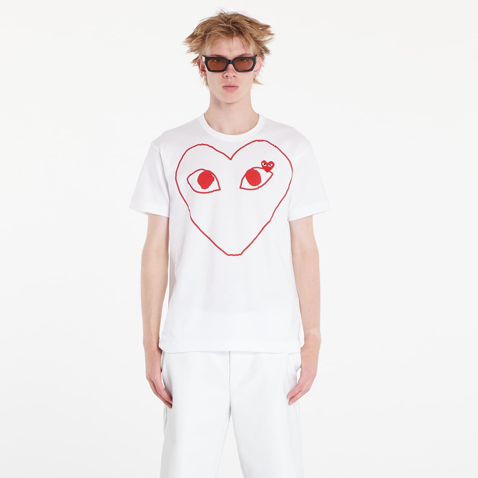 Tričko Comme des Garçons PLAY Heart Logo Short Sleeve Tee UNISEX White XS