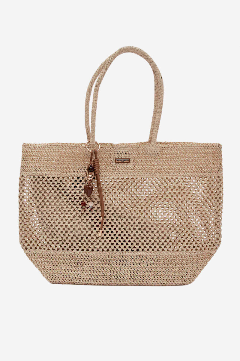 Flora&Co veľká prútená plážová taška svetlo béžová