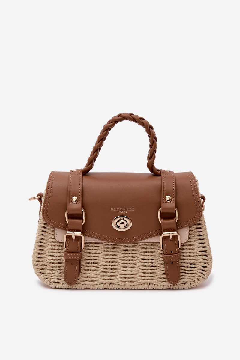 Flora&Co malá béžovo-hnedá pletená taška Marline