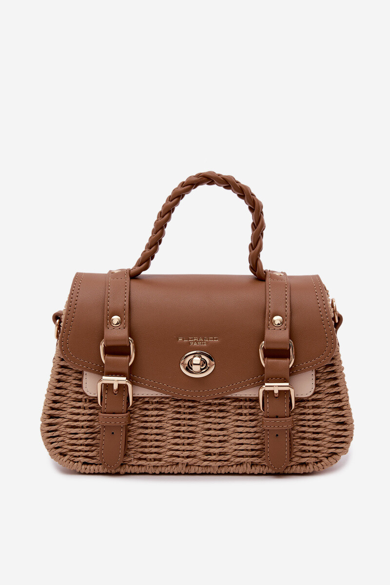 Flora&Co Malá hnedá taška s pleteným vzorom