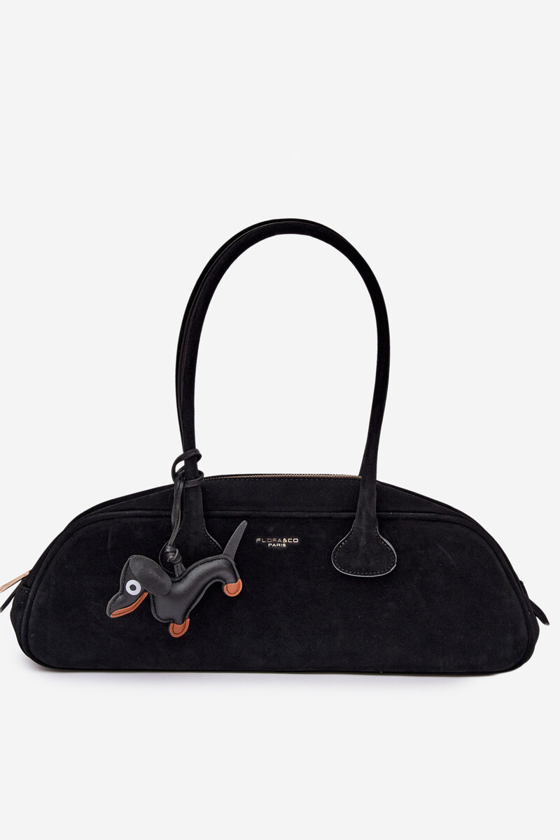 Flora&Co Baguette Bag z čierneho semišu