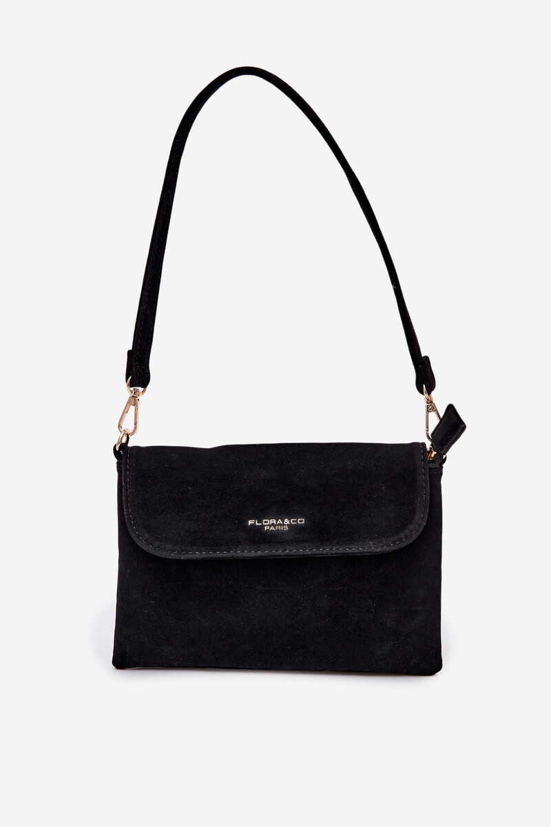 Flora&Co malá crossbody taška z eko semišu čierna