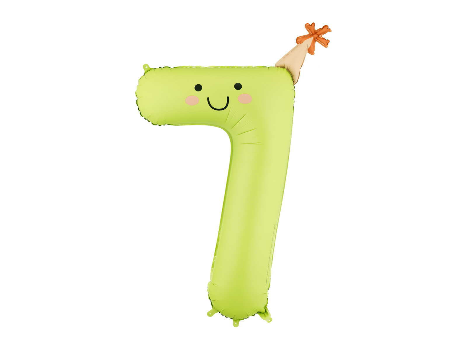 PartyDeco Fóliový balón narodeninové číslo 7 - Zelený s klobúčikom 86 cm