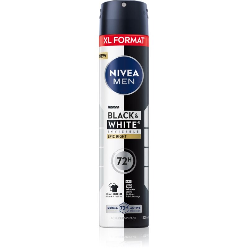 NIVEA MEN Black & White Epic Night antiperspirant v spreji pre mužov 200 ml