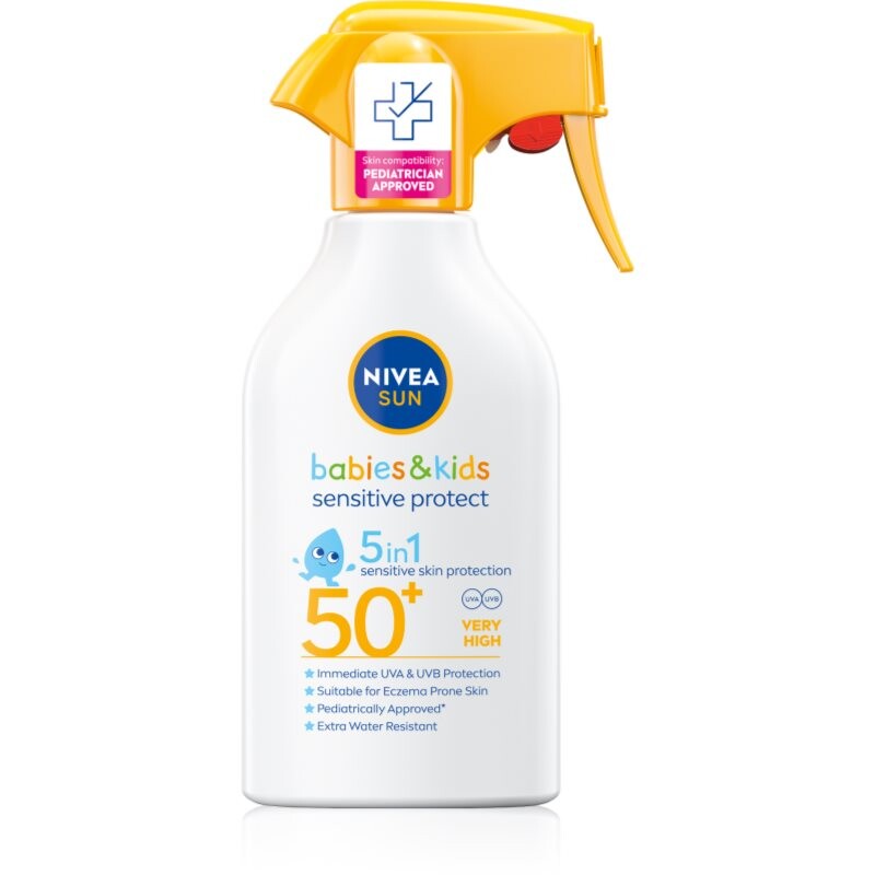 NIVEA SUN Babies & Kids detský sprej na opaľovanie pre citlivú pokožku SPF 50+ 250 ml