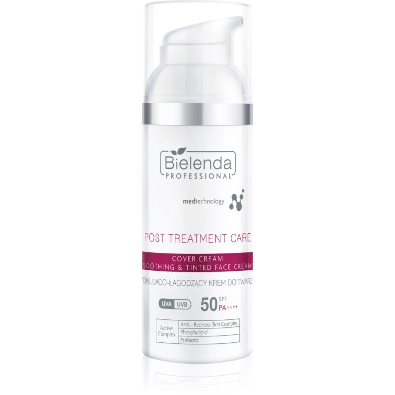 Bielenda Professional Post Treatment Care Soothing & Tinted Face Cream upokojujúci krém pre citlivú a podráždenú pleť SPF 50 50 ml