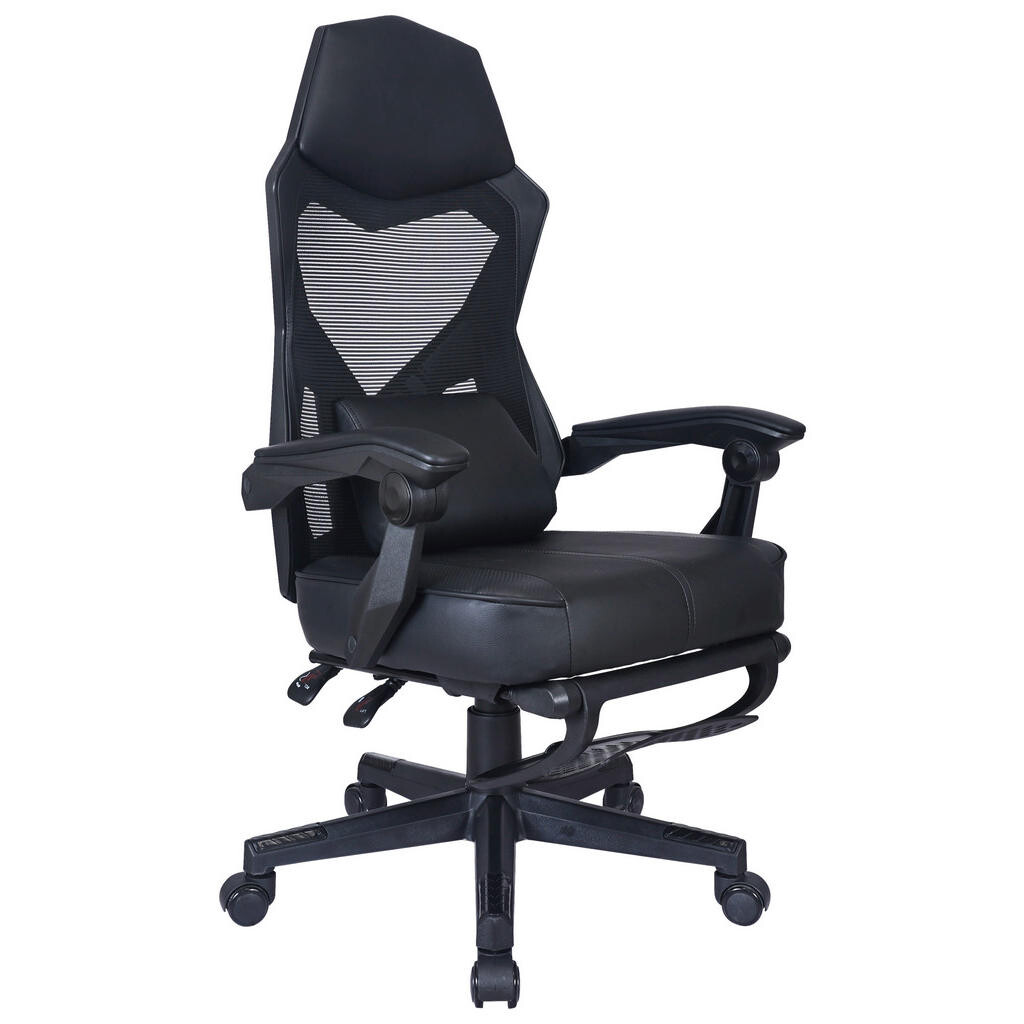 Carryhome HERNÁ STOLIČKA, vzhľad kože, sieťovina, čierna