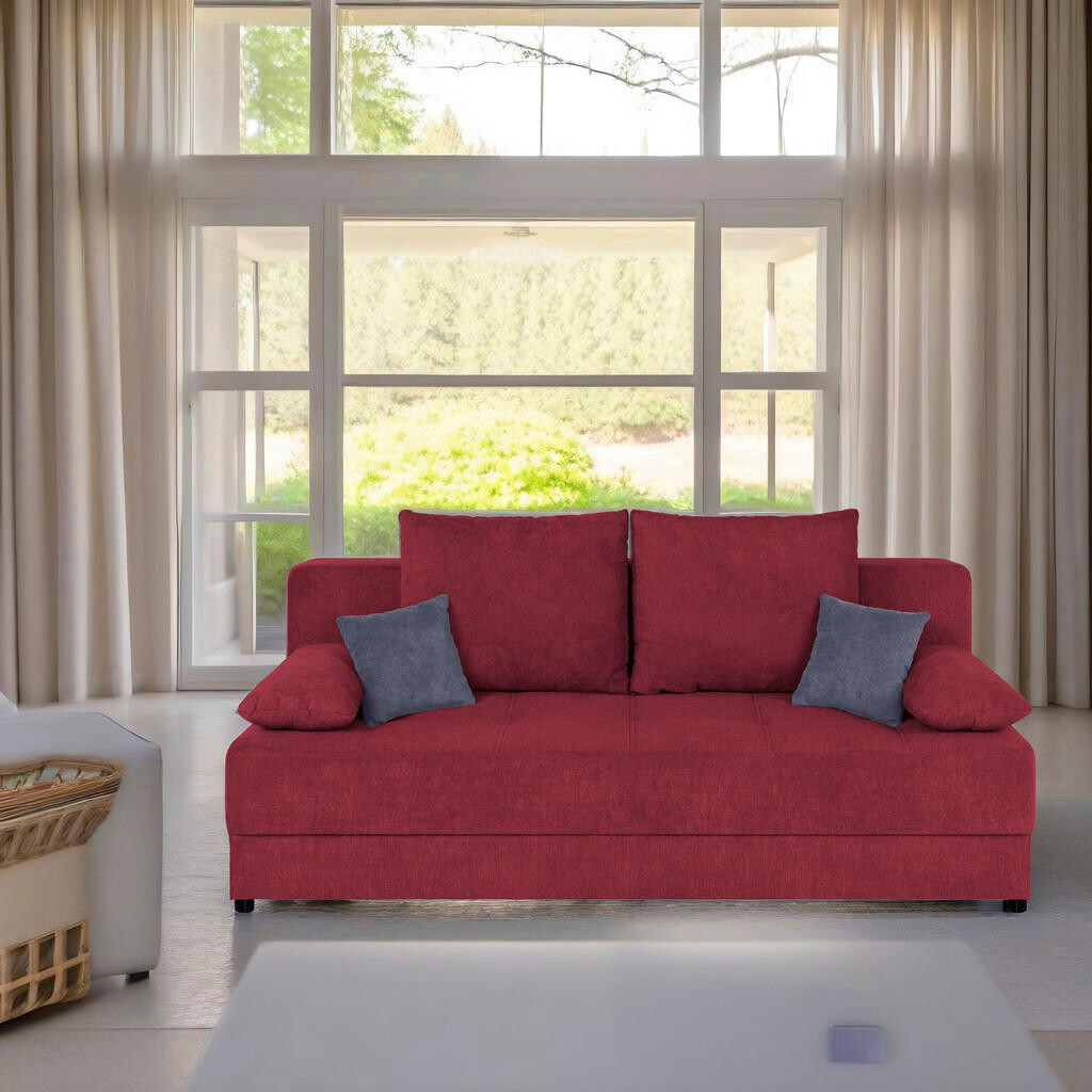 P & B ROZKLADACIA POHOVKA, textil, kompozitné drevo, bobuľová