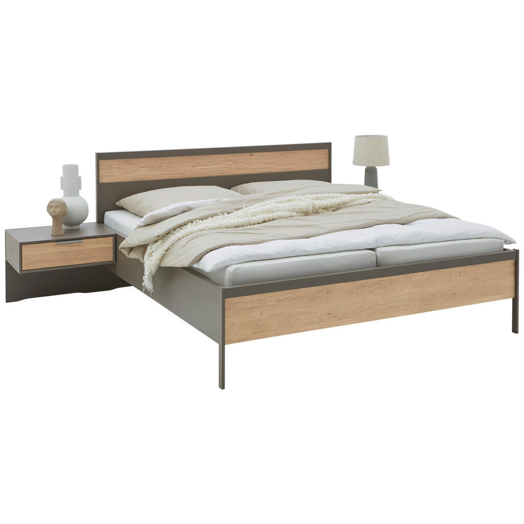 Dieter Knoll POSTEĽ S NOČNÝMI STOLÍKMI, 180/200 cm, farba duba, bridlicová