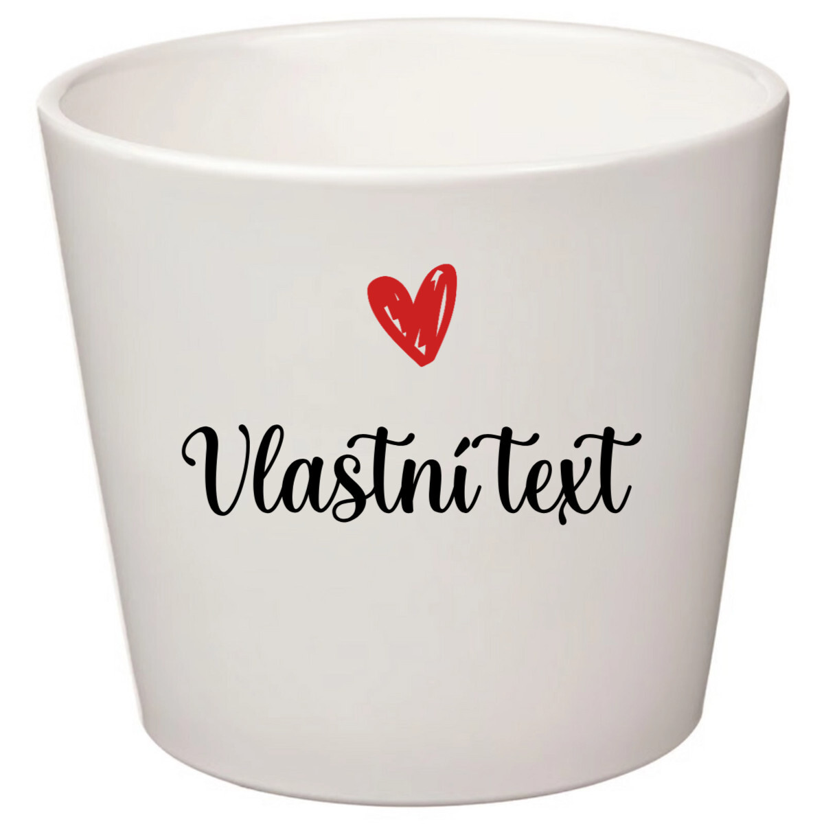 Bílý keramický květináč s vlastním textem - malý