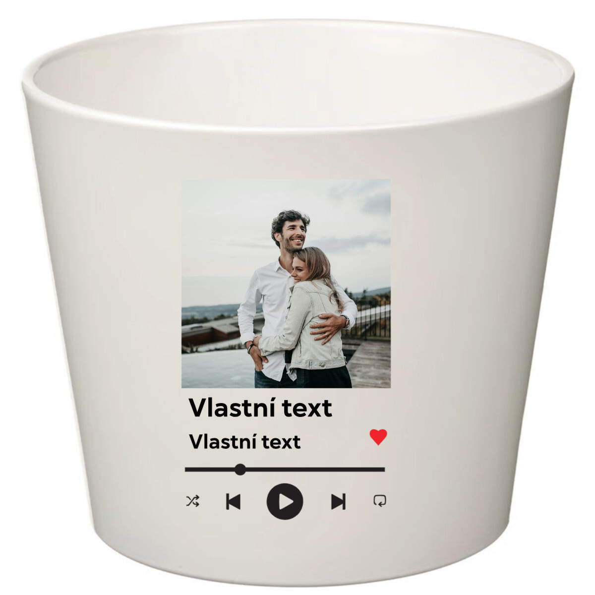 Bílý keramický květináč s vlastním odkazem na oblíbenou písničku - malý