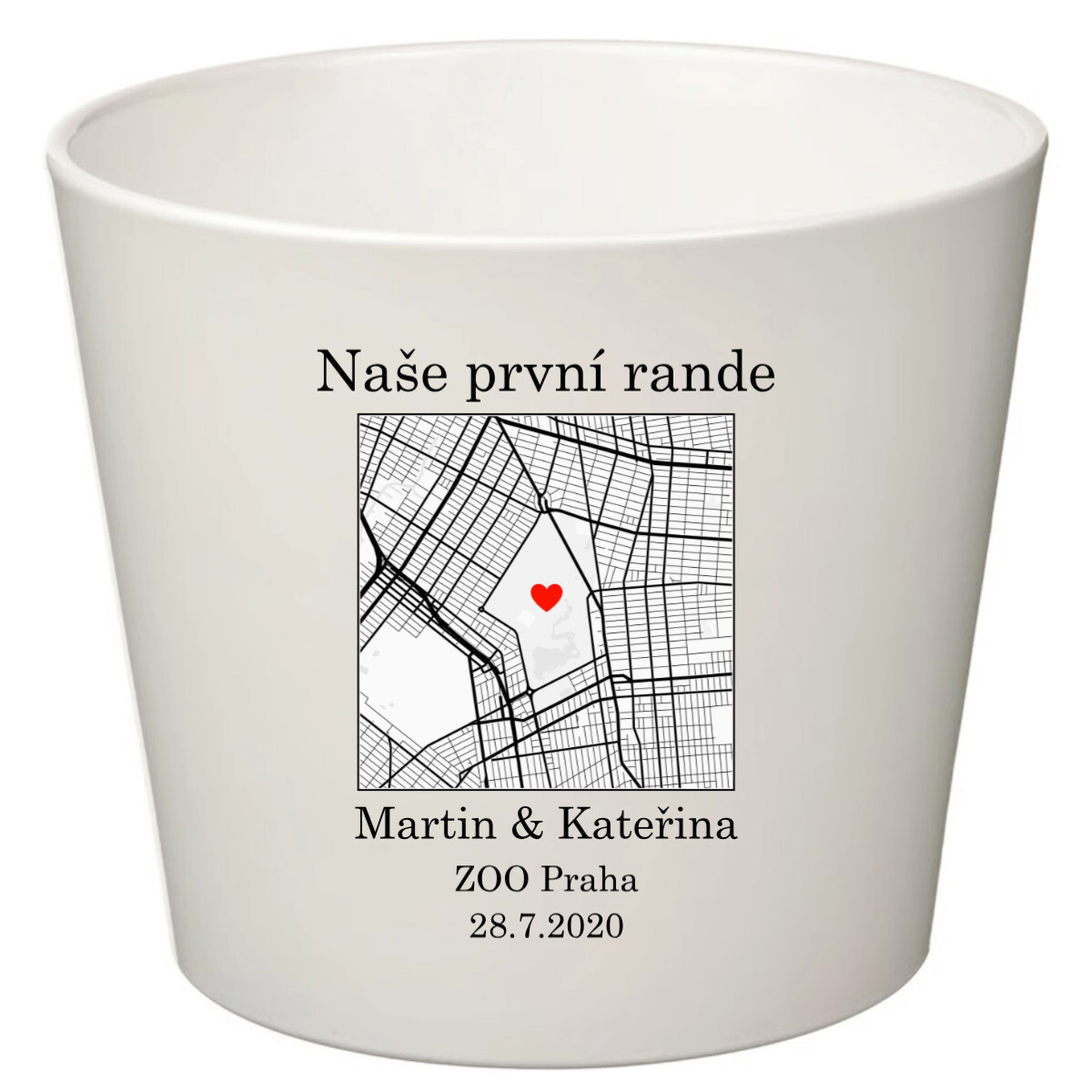 Bílý keramický květináč s mapou - velký
