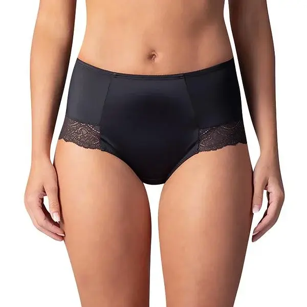Dámske nohavičky FLAT TUMMY LACE MIDISLIP Drawstring Panties - BELLINDA - Black XXL