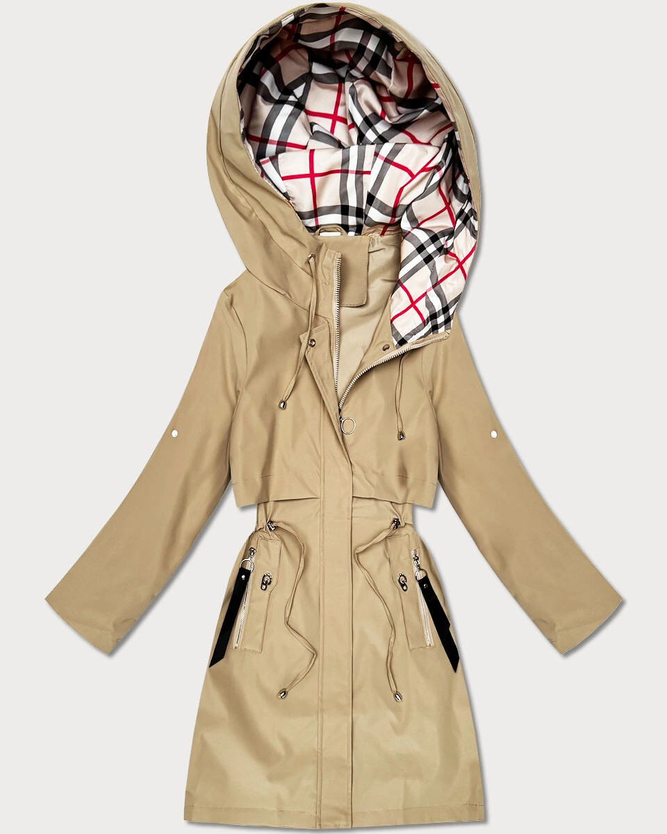 Dámska ľahká parka s pieskovou podšívkou Goodlookin (KK60407-2#) odstíny béžové XXL (44)