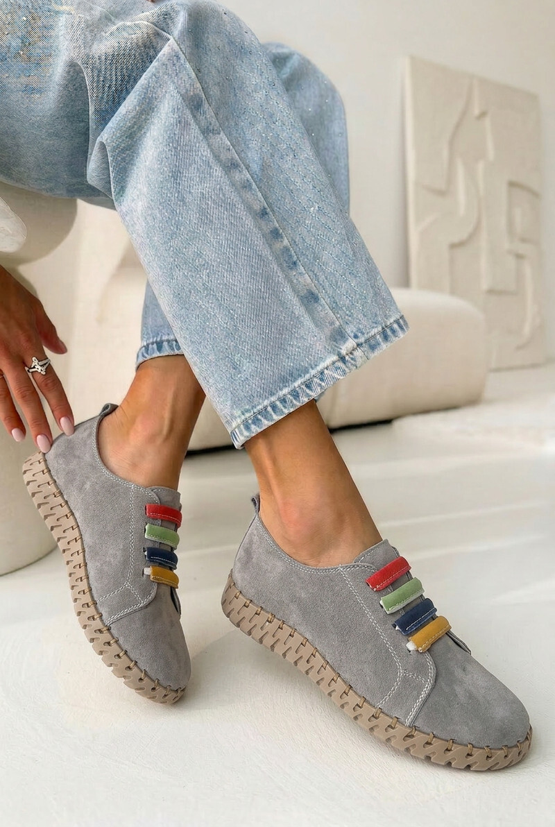 Kožené semišové dámské polobotky Vinceza 95377 Šedé 39