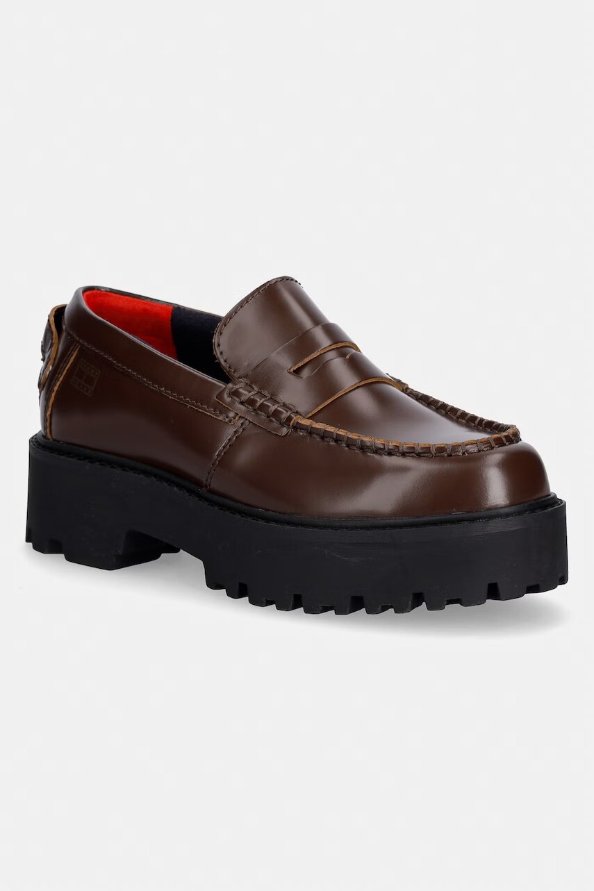 Tommy Jeans mokasíny dámske kožené ARCHIVE '01 LEATHER LOAFER
