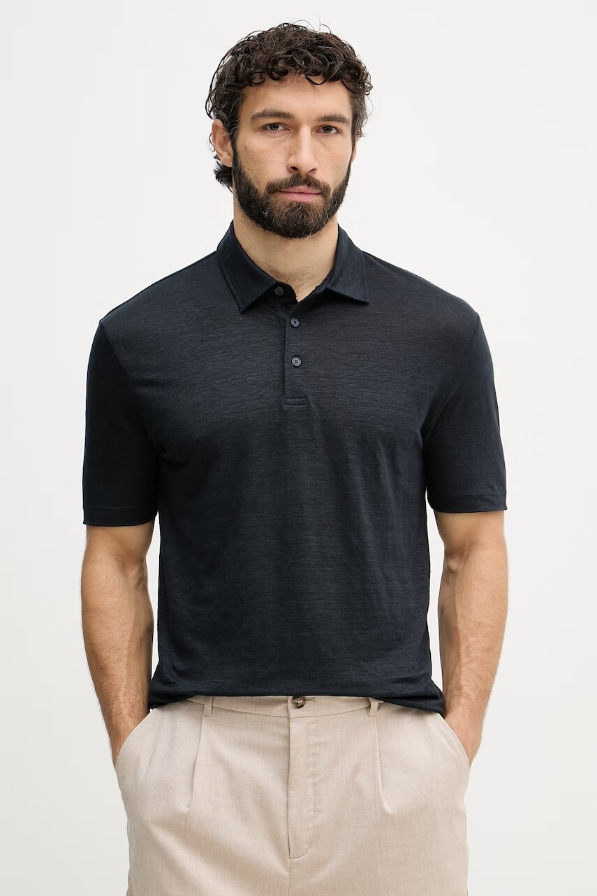 BOSS polo tričko pánske ľanové BOSS X DAVID BECKHAM