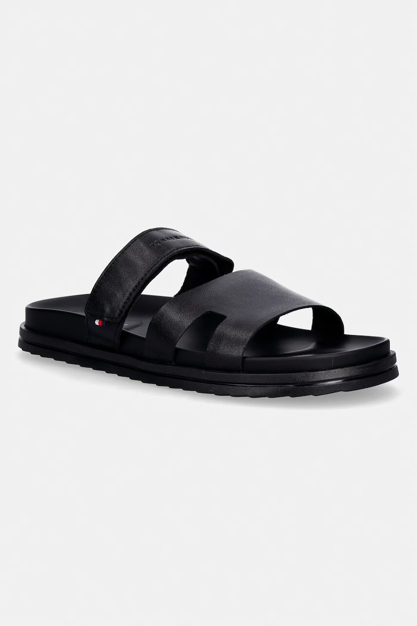 Tommy Hilfiger šľapky pánske kožené ADJUSTABLE PREMIUM LTH SANDAL