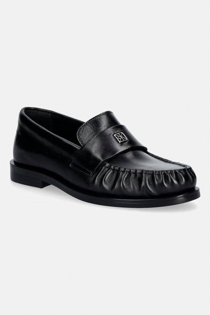 Calvin Klein mokasíny dámske kožené ROUND LOAFER LTH HDW