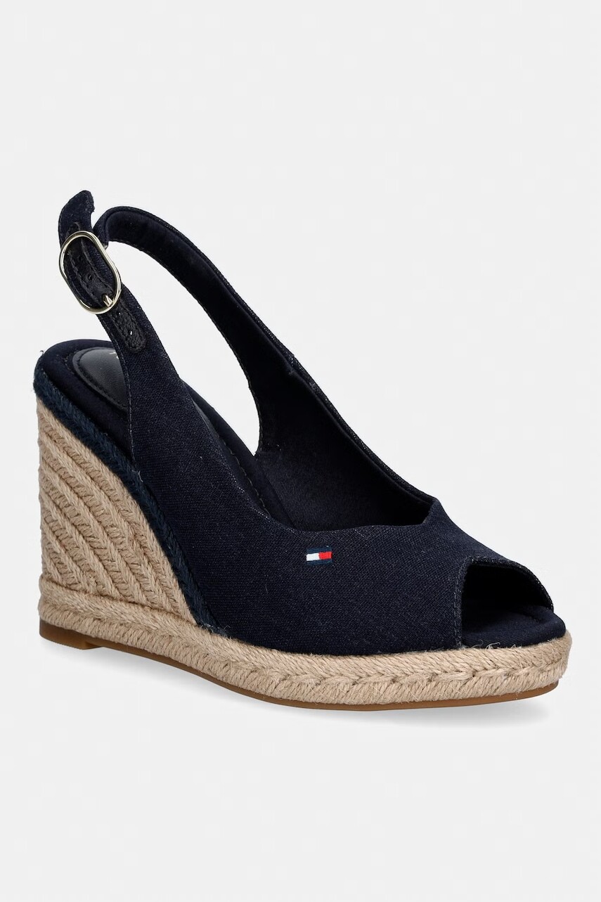 Tommy Hilfiger sandále na platforme po celej dĺžke FLAG HIGH WEDGE ESPAD SLINGBACK