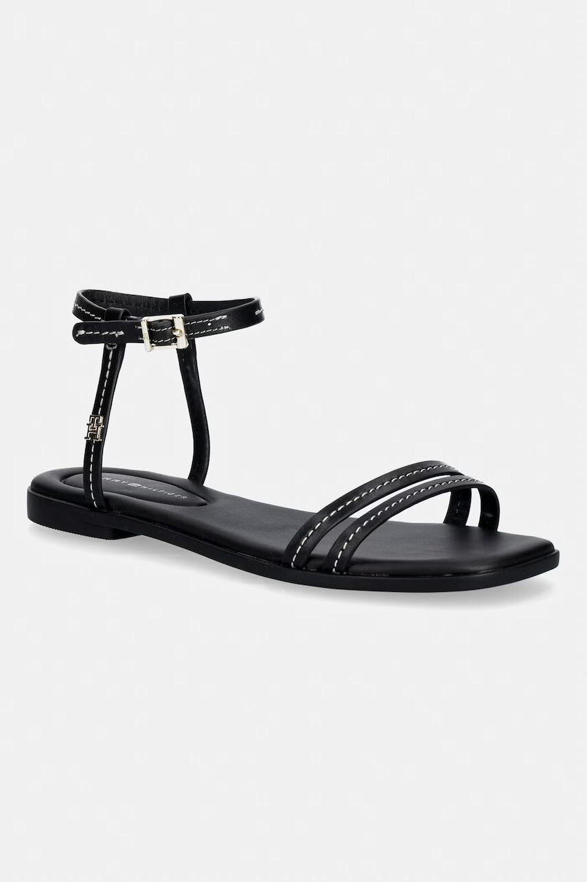Tommy Hilfiger dámske kožené sandále FLAT SANDAL STITCHING