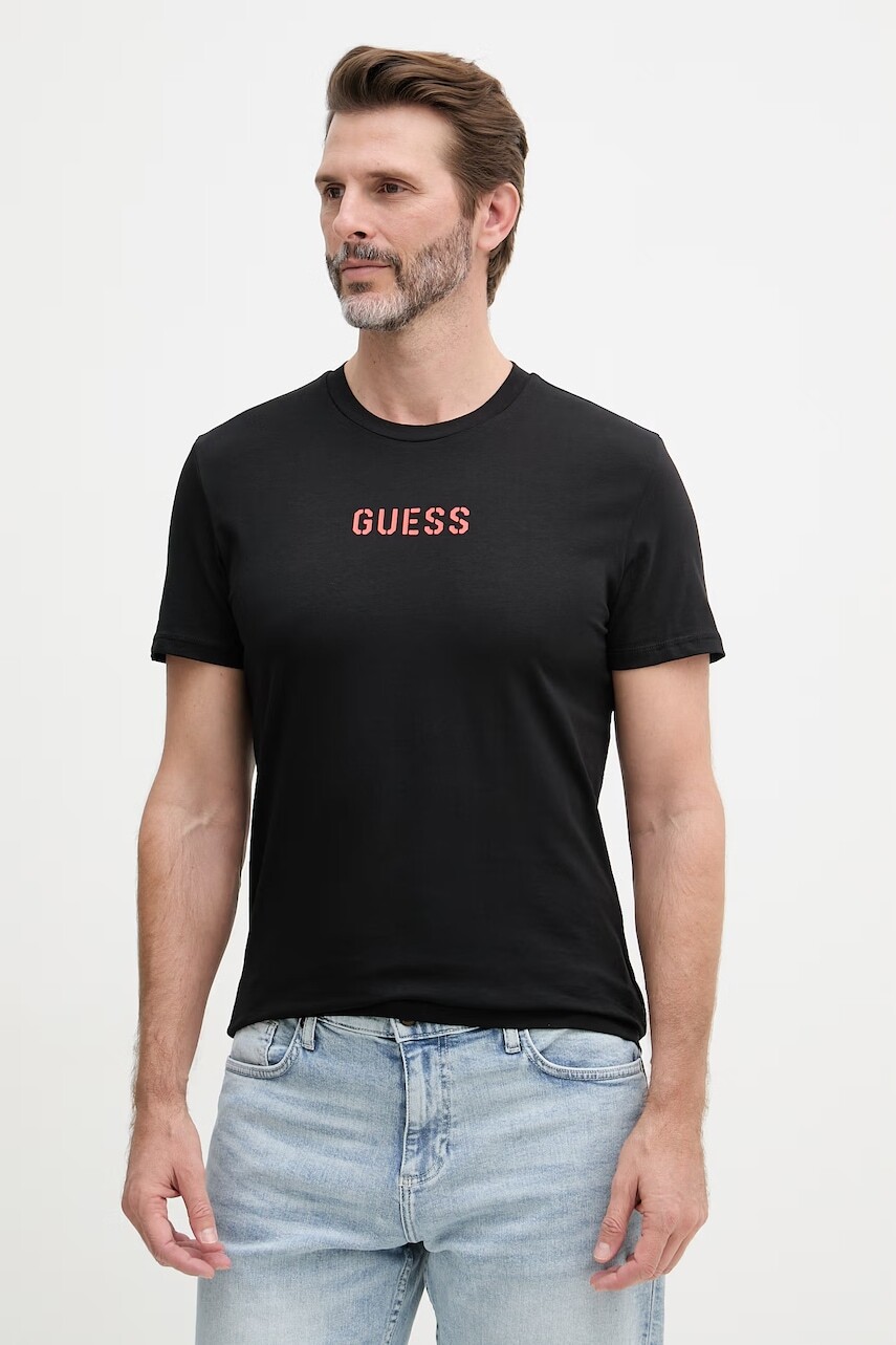 Guess pánske bavlnené tričko s elastanom EVAN