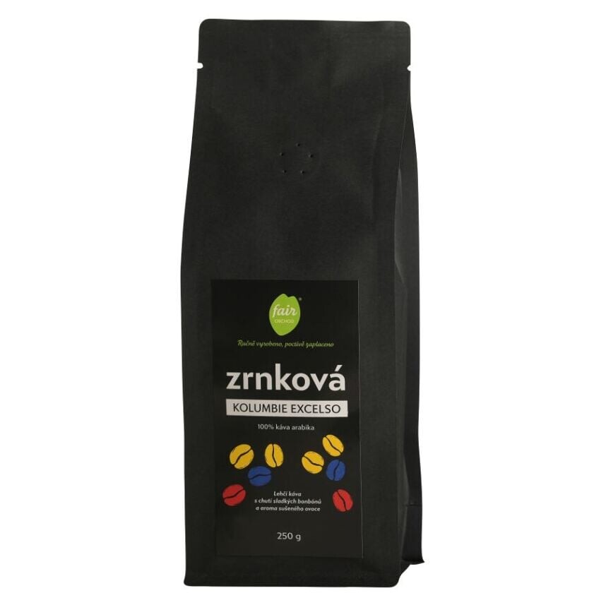 FAIROBCHOD Kolumbia excelso zrnková káva 250 g