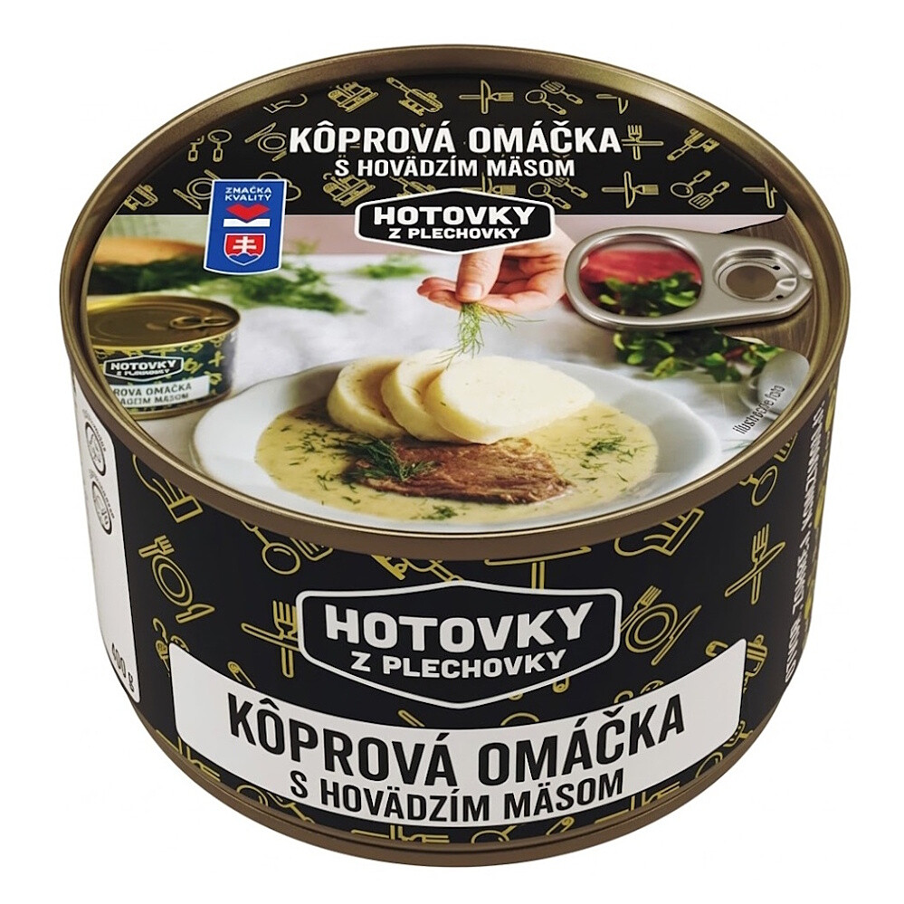 HOTOVKY Z PLECHOVKY Kôprová omáčka s hovädzím mäsom 800 ml