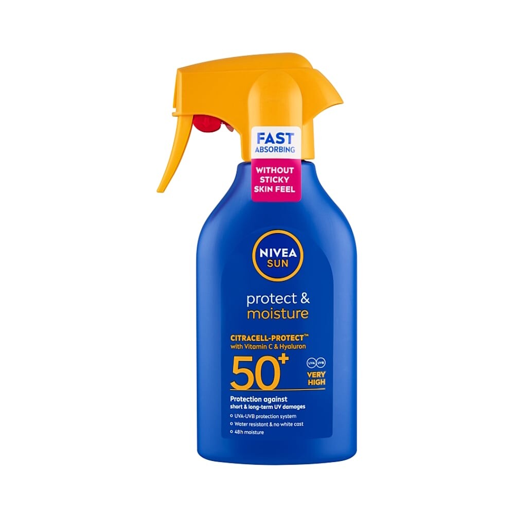 NIVEA Sun Protect&Moisture sprej na opalovanie SPF 50+ 250 ml