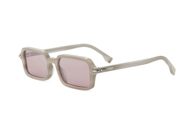 FENDI Selleria Brown Rectangular Sunglasses - ONE SIZE (51)