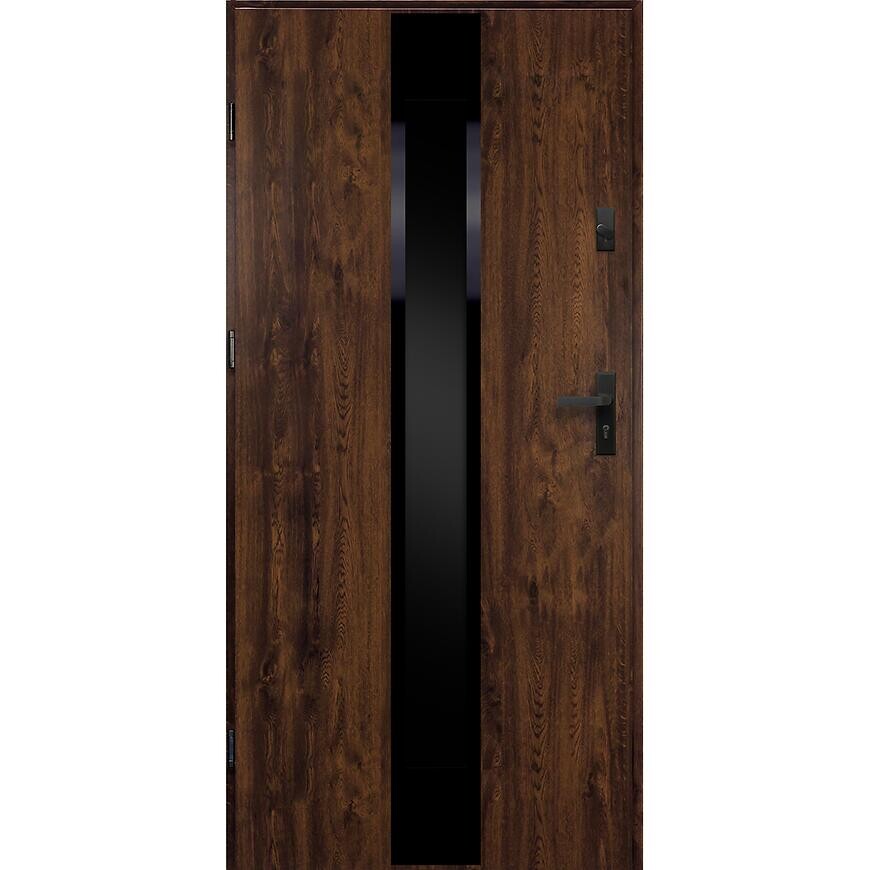 Dvere vchodové Neptun 90 L orech čierna inox/grafitové