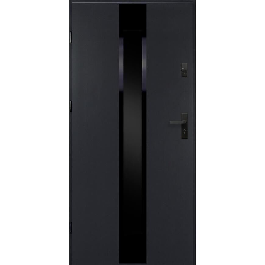 Dvere vchodové Neptun 90 L antracit čierna inox/grafitové