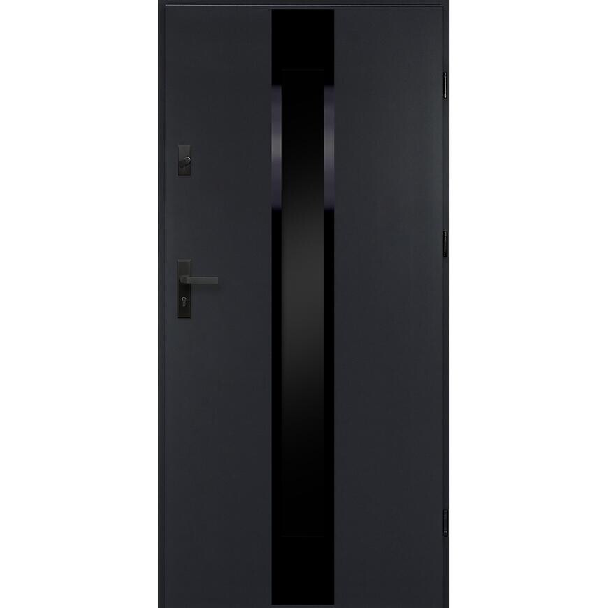 Dvere vchodové Neptun 90 P antracit čierna inox/grafitové