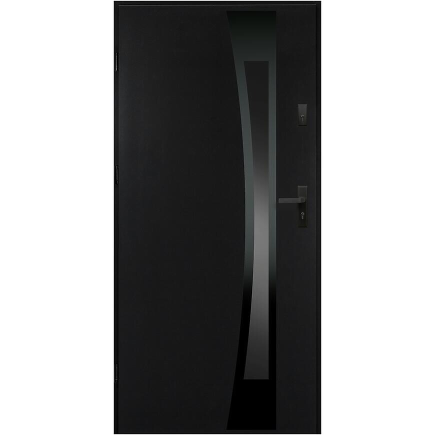 Dvere vchodové Asteria 90 L tmavý antracit čierna inox/grafitové