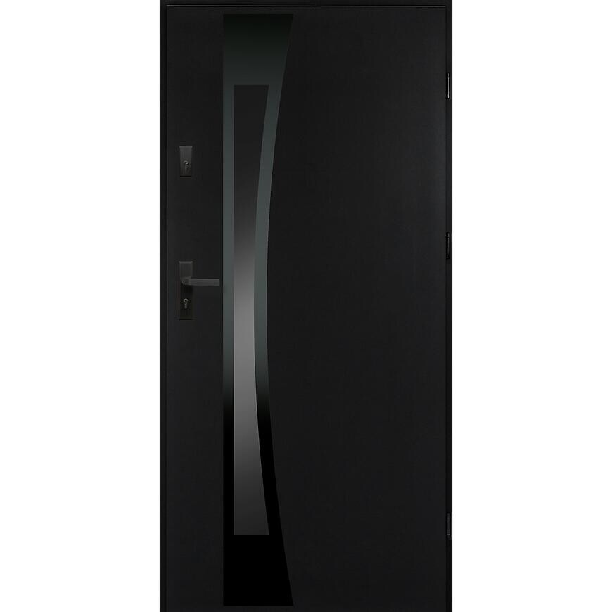 Dvere vchodové Asteria 90 P tmavý antracit čierna inox/grafitové