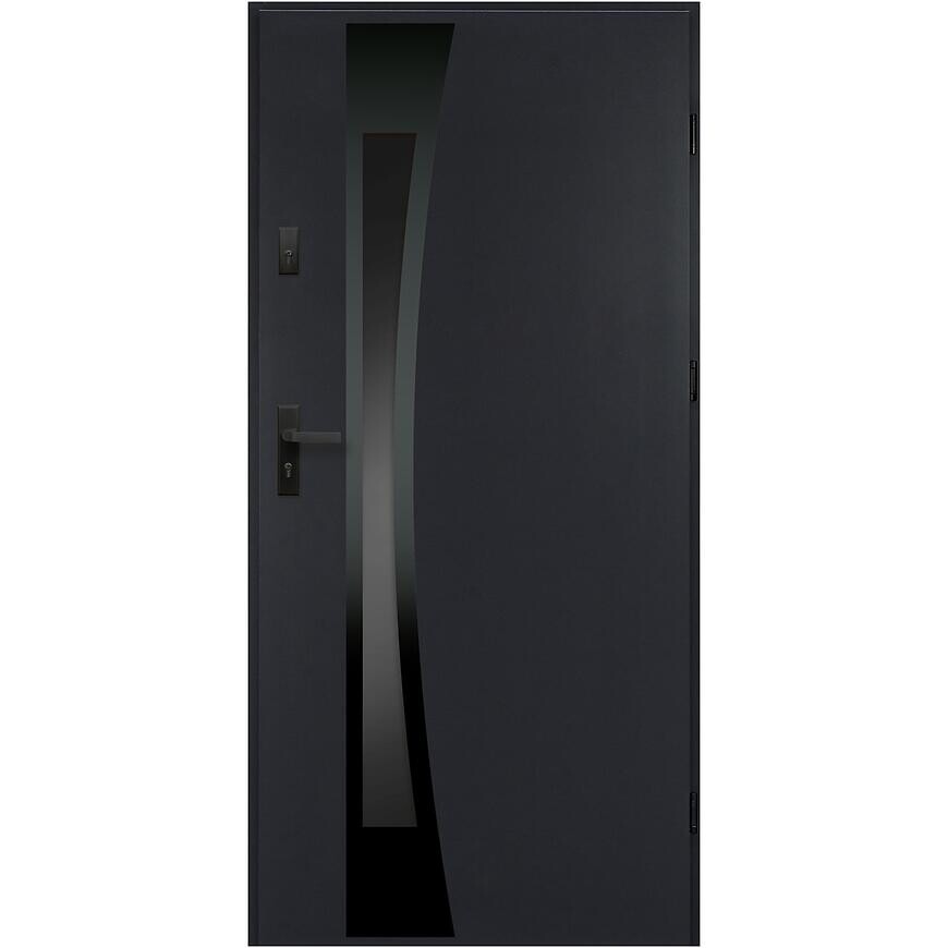 Dvere vchodové Asteria 90 P antracit čierna inox/grafitové