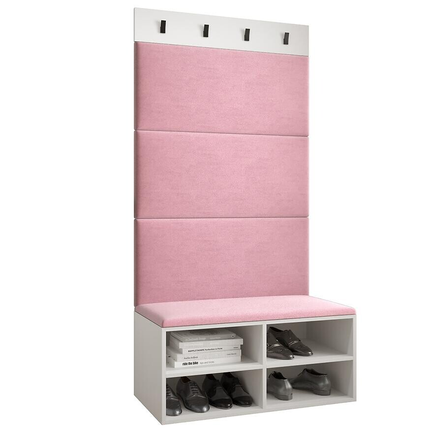 Predsieňový nábytok Miro biela/čierna panel ružový