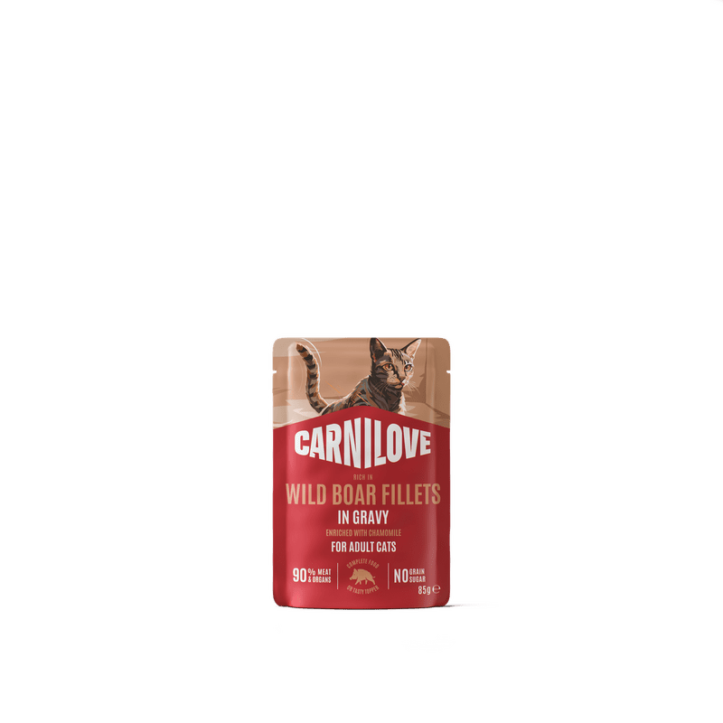 CARNILOVE Cat POUCH GRAVY rich in Wild Boar enriched with Chamomile 85 g