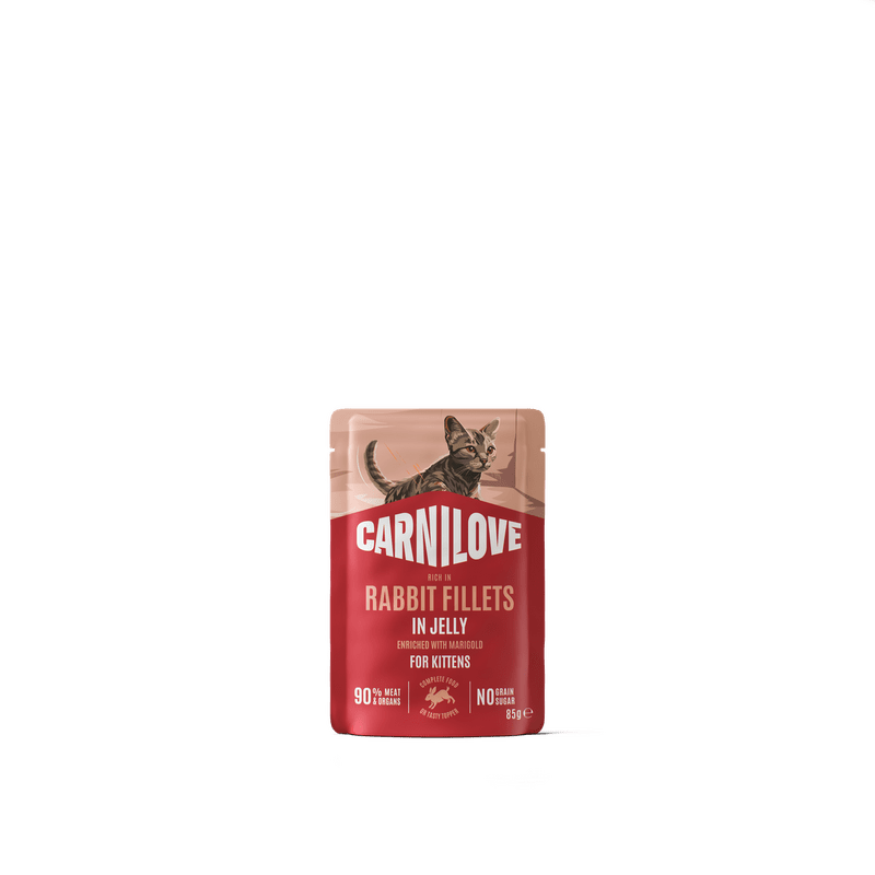CARNILOVE Cat POUCH JELLY rich in Rabbit enriched with Marigold for Kittens 85 g