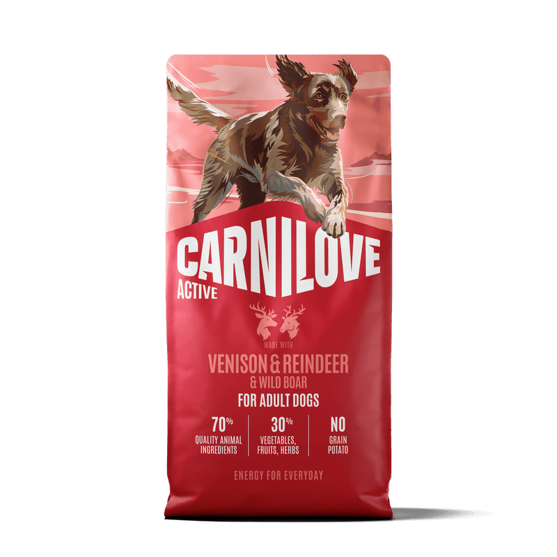 CARNILOVE ACTIVE Dog Dry Made with Venison & Reindeer & Wild Boar for Active Adult All Breeds