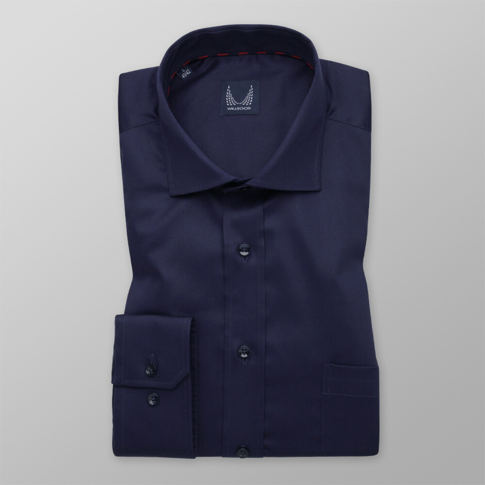 Pánska košeľa klasická tmavo modrá s hladkým vzorom 12251