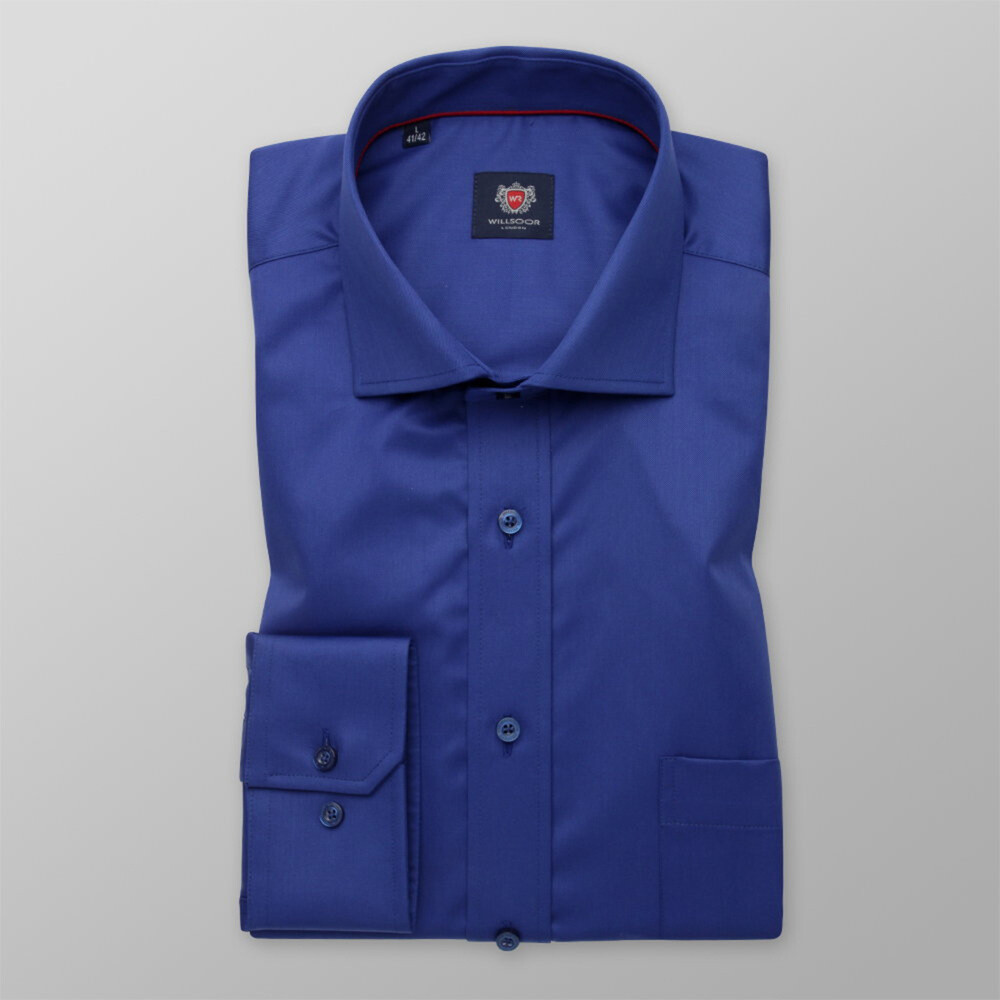 Pánska košeľa klasická modrá s hladkým vzorom 12460