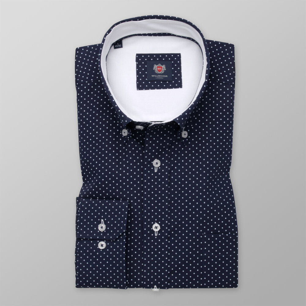 Pánska košeľa klasická s bielym bodkovaným vzorom 12464