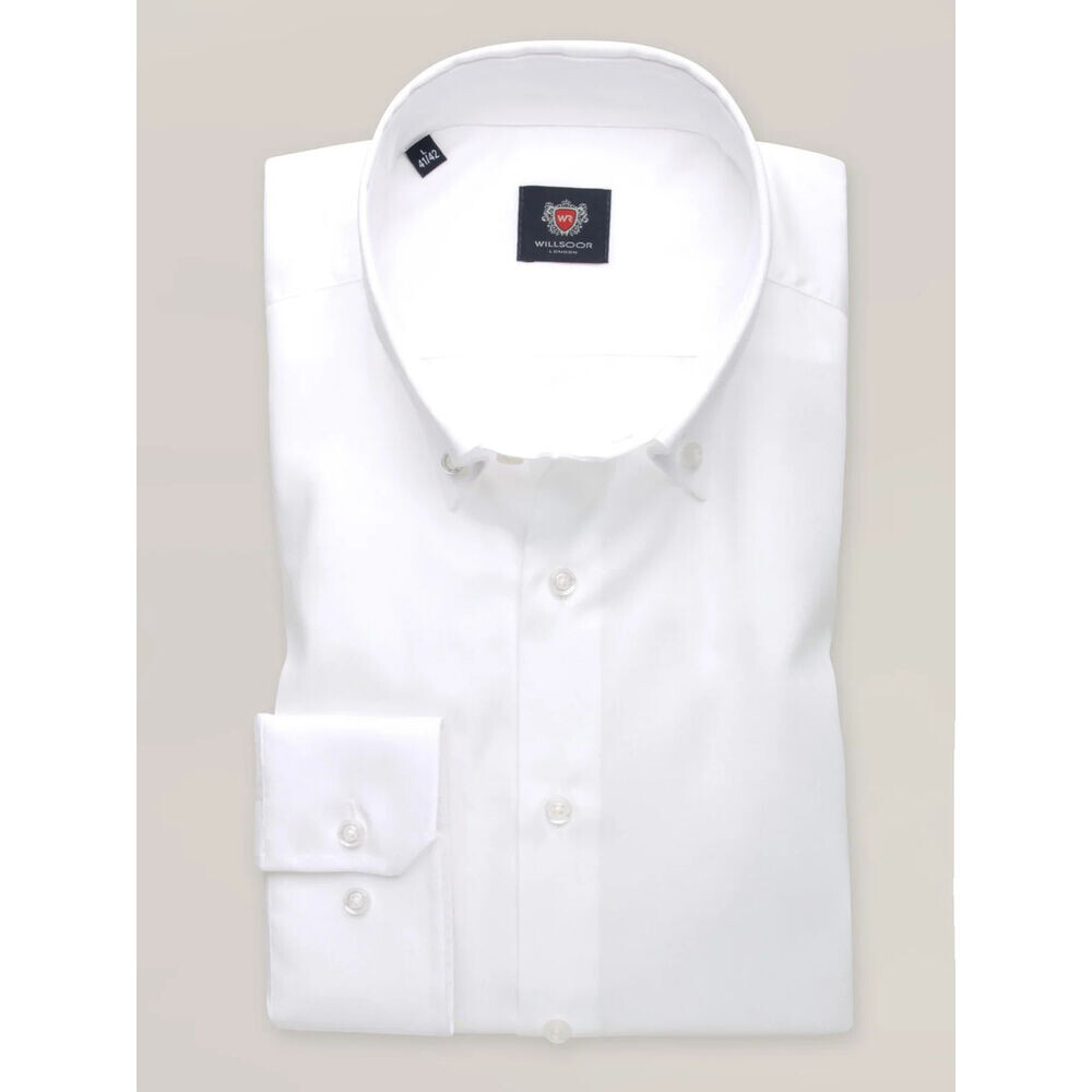 Pánska slim fit košeľa bielej farby s golierom na gombíky 19841