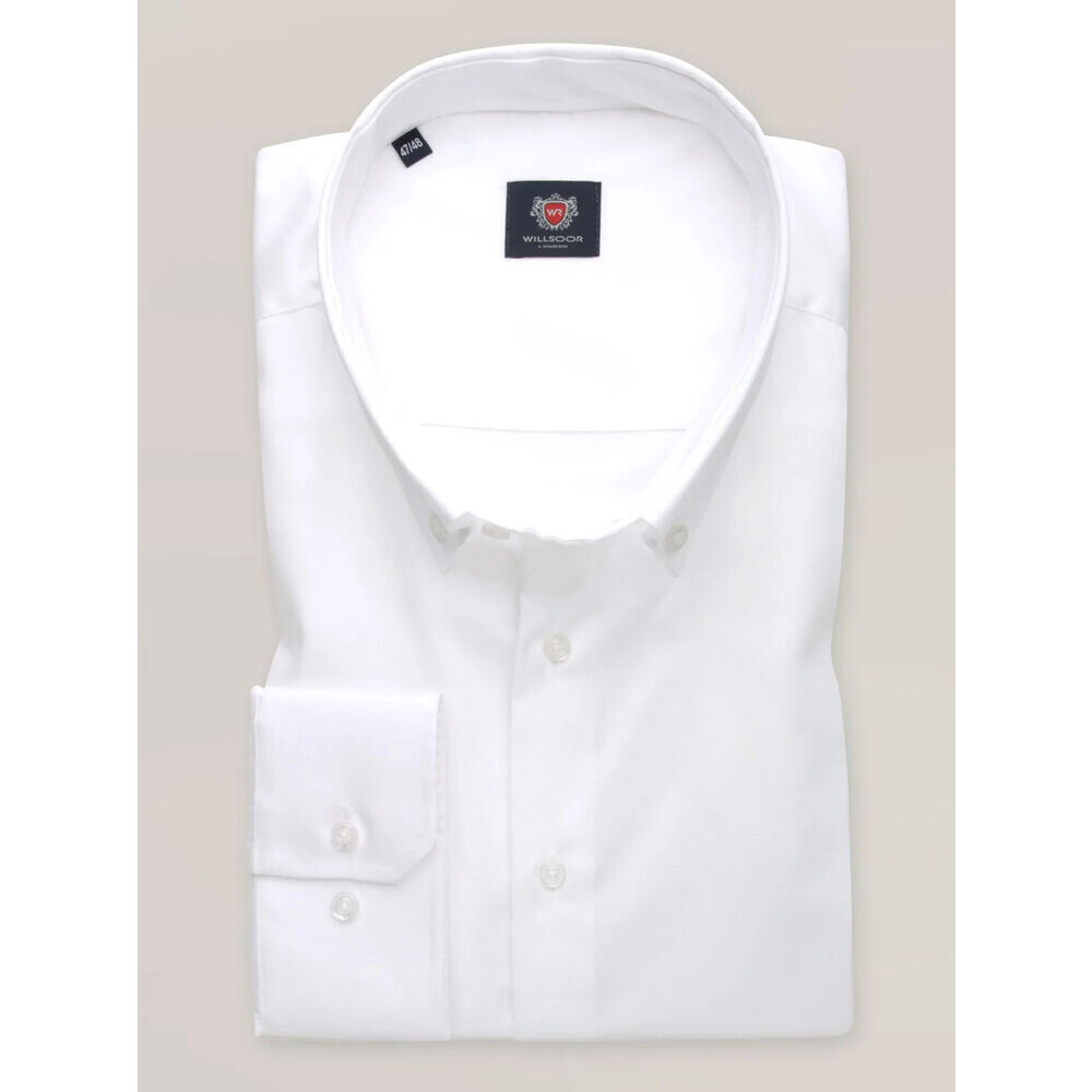Pánska košeľa biela klasického strihu s golierom na gombíky 19842