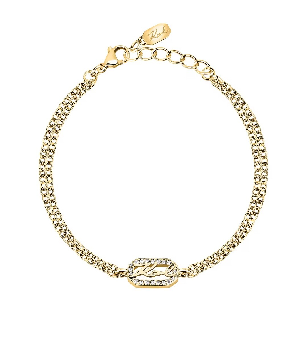 Karl Lagerfeld Dvojitý pozlátený náramok pre ženy Crystals KLAYC32