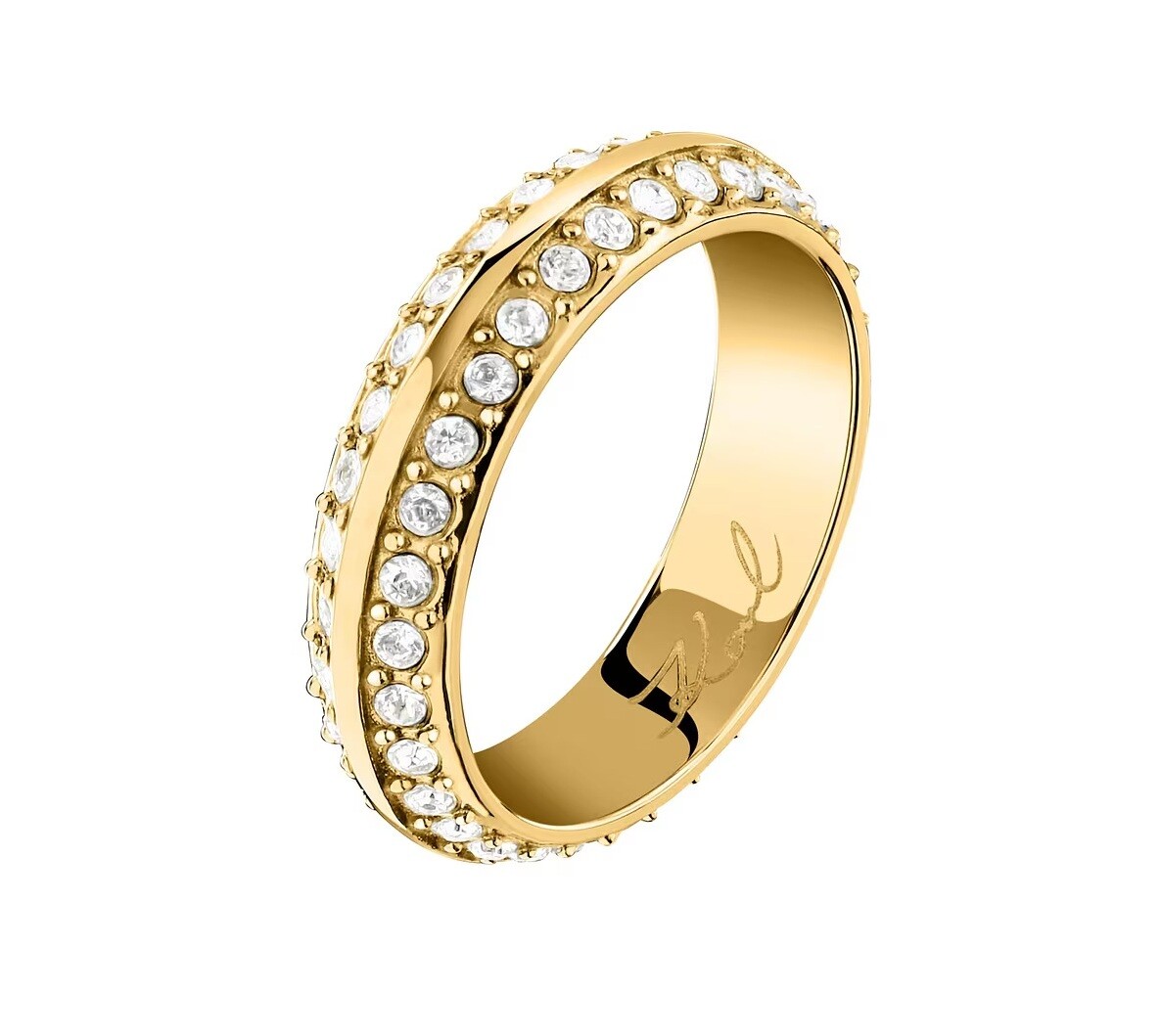 Karl Lagerfeld Pozlátený dámsky prsteň s kryštálmi Bond Pave KLBJY11 56 mm