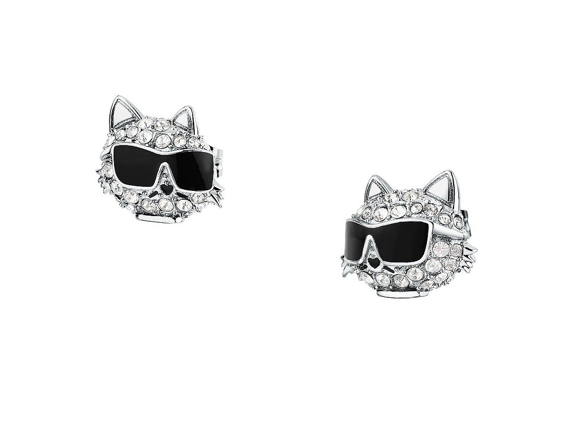 Karl Lagerfeld Ikonické náušnice s kryštálmi Choupette Charms KLAYD21