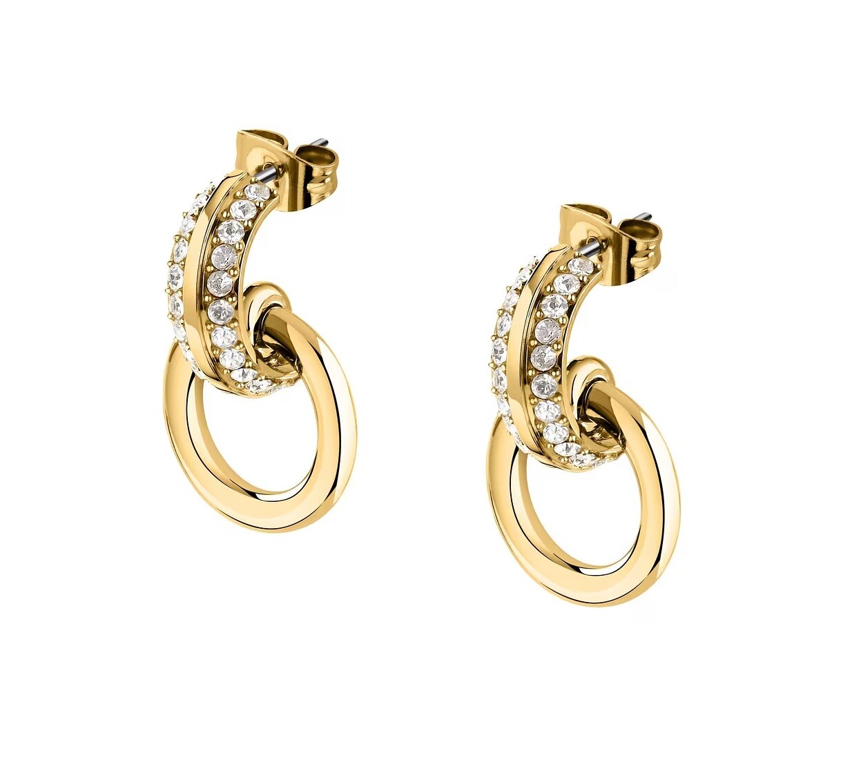 Karl Lagerfeld Pozlátené visiace náušnice s kryštálmi Bond Pave KLBJY09