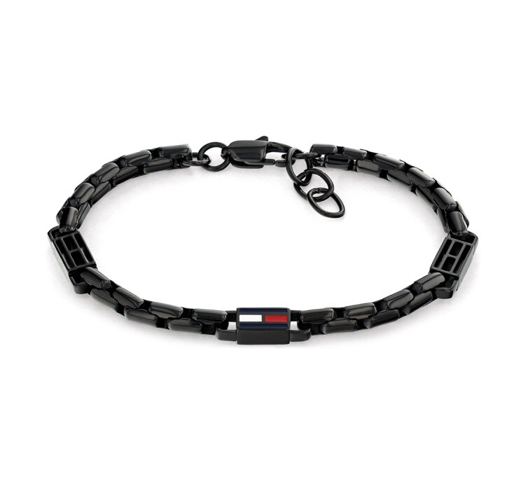 Tommy Hilfiger Moderný čierny náramok 3D Flag Metal 2790676